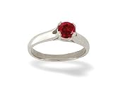 14K White Gold Genuine Round Ruby Solitaire Ring