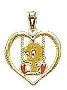 Charm 14kt Gold Tweety Bird Heart - M2013