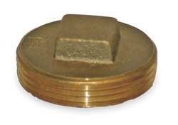 Industrial Grade 1RLV9 Square Head Plug, Brass, 1 1/4 In NPT
