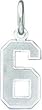 Sterling Silver Small Satin Number 6 Charm