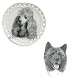 Akita Terrier Heart Shaped Plate, Porcelain by Rosalinde (8' diameter)