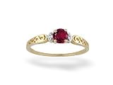 14K Yellow Gold Round Created Ruby and Diamond Ring