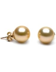 Pair of 11.0-12.0 mm, Golden South Sea Pearl Stud Earrings