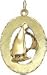 Sailboat on Oval Open Disc, 14K Gold Charm