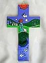 Kinder-Kreuz Holzkreuz Kinderzimmer Guter Hirte blau