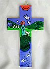 Produkt-Bild: Kinder-Kreuz Holzkreuz Kinderzimmer Guter Hirte blau