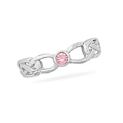 Celtic Design Toe Ring with Pink Crystal