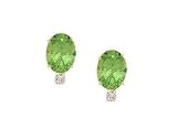 8x6 mm Peridot Drop and Diamond Earrings 14k