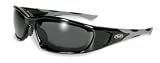 SUNGLASSES CONNECTION UV400 EYEWEAR SMOKE MOTORCYCLE GLASSES REMOVABLE EVA FOAM PADDED by 