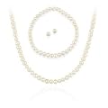 Sterling Silber 5,5-6mm Echte S��wasser-Zuchtperlen Wei�e Perlen Halskette, Armband und Ohrstecker Set