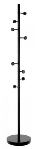 Adesso WK2030-01 Swizzle Coat Rack, Painted Black Finish with Black Hooks