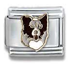 Clearly Charming Border Collie Dog Breed Canine Collection Italian Charm 18k Gold by Casa D'Oro