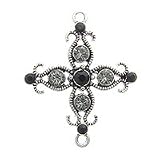 Fancy Cross Pendant with Swarovski Crystal, Jet Black Diamond, 28 x 34mm