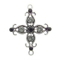 Fancy Cross Pendant with Swarovski Crystal, Jet Black Diamond, 28 x 34mm
