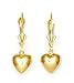 14k Yellow Drop Heart Lever-Back Earrings