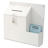 Plastic Suggestion Box with Locking Top, 13-3/4 x 3-5/8 x 13, White