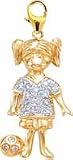 Girl Soccer Player, 14K Gold Diamond Charm