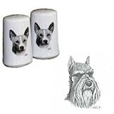 Schnauzer Small Salt and Pepper Shakers, Porcelain by Rosalinde (3')