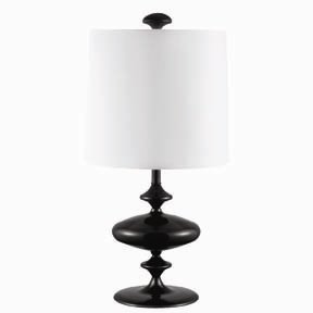Table Lamp with White Drum Shade in Lacquered Black Base On Sale