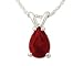 All-Natural Genuine 6x4 mm, Pear Shape Ruby pendant set in 14k White Gold