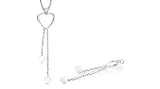 White Agate Bead Celebrity Style Heart Pendant Sterling Silver
