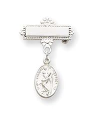 Sterling Silver Saint Christopher Medal Pin
