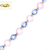 14k 6 mm Crystal and 7 mm Light-Rose Crystal Pearl Necklace - Choice 16-inch