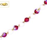 14k 6mm Round Crystal 7mm Round White Crystal Pearl Necklace - Choice 16-inch