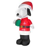 Christmas 5' Snoopy Santa Claus with Present Holiday Inflatable Airblown by Gemmy Schultz