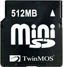 TwinMOS メモリーカード miniSD 512MB/サイズ:21.5x20x1.4mm・miniSDアダプター付属 FIS512Uの画像