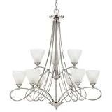 Quoizel DK5009IS Denmark 39-Inch Two Tier Chandelier With 9 Uplights with White Frosted Cirrus Glass, Imperial Silver Finish