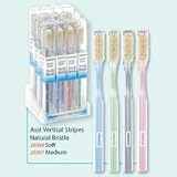 Toothbrush Vertical Stripes Natural Bristle Medium (Pack of 2)