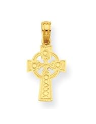 14k Gold Celtic Cross with Eternity Circle Pendant