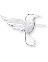 Sterling Silver Satin Finish Diamond Cut Hummingbird Pin