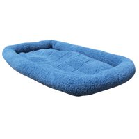 FurHaven Blue Colored Lambswool Fleece Bolster Dog Bed