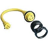 Marinco 110A Marine Electrical Shore Power Pigtail Adapter (50-Amp 125-Volt Locking Male to 30-Amp 125-Volt Locking Female with Sealing Collar System, Yellow)