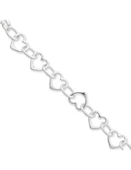 Sterling Silver Heart & Circle Link Bracel QG1503-7.5"
