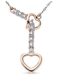 14k White and Pink Gold 0.05 CT TDW Accent Diamond Necklace With Chain (G-H, I1-I2)