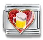 Clearly Charming Beer in Red Heart Italian Charm 18k Gold and Glitter Enamel Love Theme by Casa D'Oro