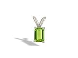 14K White Gold Genuine Emerald-cut Peridot Pendant