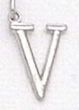 14kt Solid White Gold Initial V Charm - LET101V