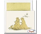 Gold Nativity Scene Mini Boxed Christmas Cards