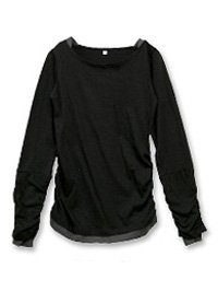 [アンドイット] and it_ フェイクレイヤードくしゅくしゅシャーリングカットソー M L LL 3L 4L サイズ