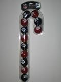 NEW YORK GIANTS Team Logo CHRISTMAS BALL ORNAMENTS (12 pack) in Candy Cane Shaped Display Package