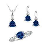 10kt. White Gold, Lab Created Pendant, Earrings & Ring Set