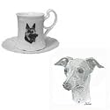 Italian Greyhound Cup and Saucer, Porcelain by Rosalinde