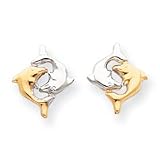 Sardelli - 14kt White Gold & Rhodium Dolphin Post Earrings