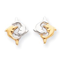 Sardelli - 14kt White Gold & Rhodium Dolphin Post Earrings