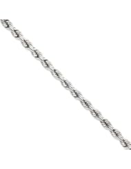 14k Gold White Gold 5.5mm D/C Rope Chain 9 Inches