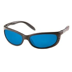 Costa Del Mar Fathom Sunglasses Black Frame with 580 Blue Mirror Glass Lens